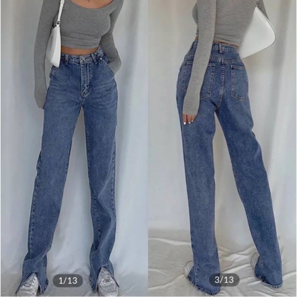 NWT Commense Split Hem Straight Leg Jeans Sz Small - Picture 2 of 6